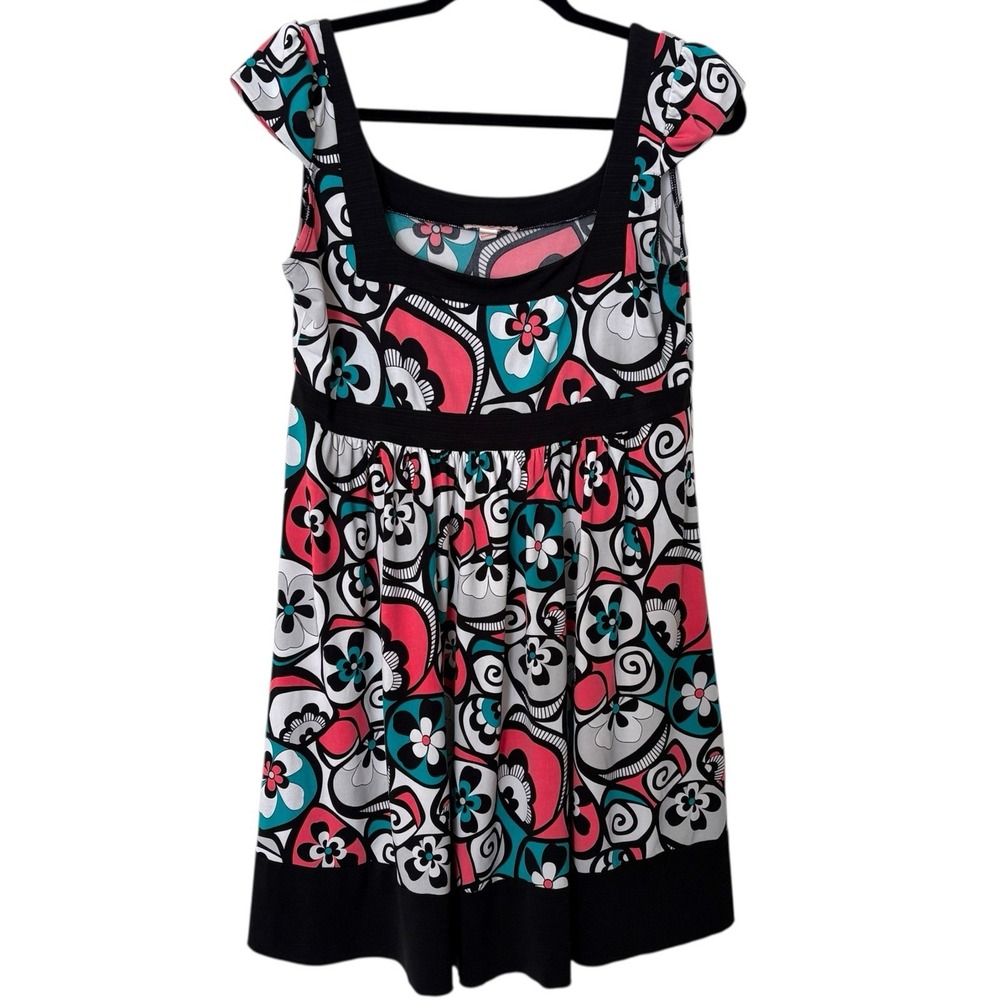 Candie's Juniors Large Multicolor Mini‎ Dress Vintage Y2K Retro Flower Power 60s